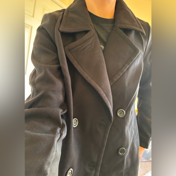 NWT Just Fab Classic Pea Coat in Black Size Medium - Picture 7 of 13